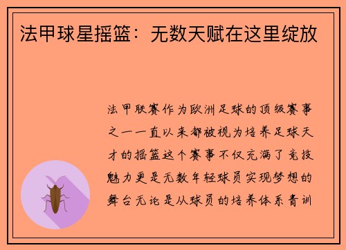 法甲球星摇篮：无数天赋在这里绽放
